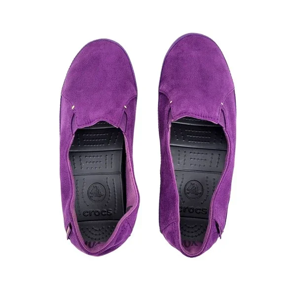 Crocs Womens Shoes Size 7 Purple Suede Slip On Sneakers 15514 - Picture 2 of 10